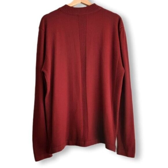 REPORT COLLECTION Italy Wool Blend Burgundy Fine Knit Crewneck Sweater Mens Sz L - Picture 7 of 13